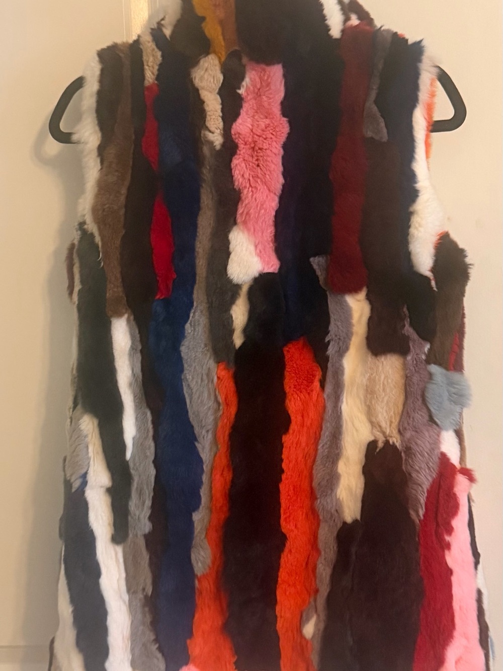 Love Token Multicolor Patchwork rabbit fur Hooded Vest - Picture 7 of 8